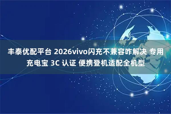 丰泰优配平台 2026vivo闪充不兼容咋解决 专用充电宝 3C 认证 便携登机适配全机型